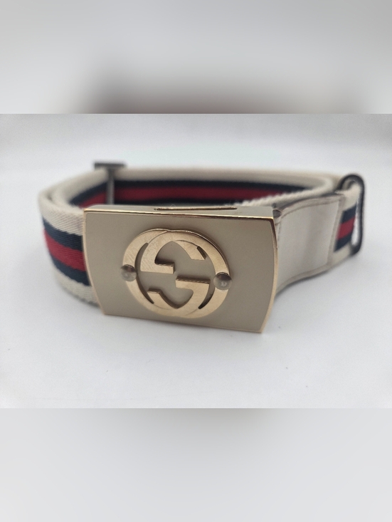 Gucci Red/Green Canvas Web Interlocking G Buckle Belt Size 85/34 main image 7